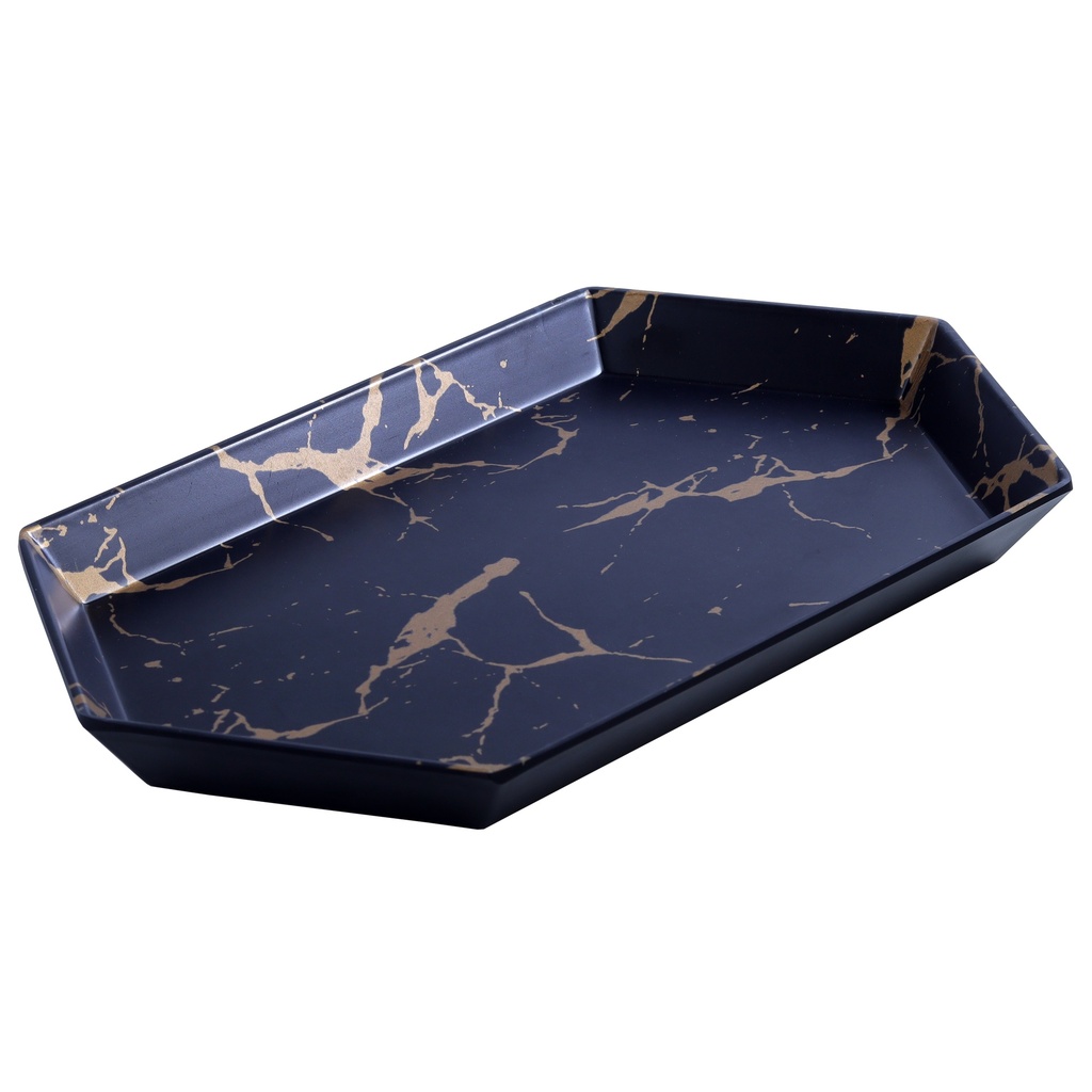 จานยาวหกเหลี่ยม Black Marble 12.75 นิ้ว (20-003)