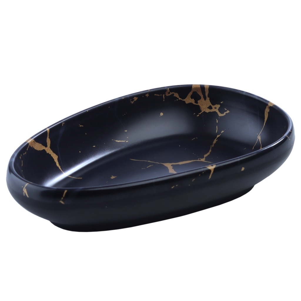 จานทรงรี Black Marble 7.75 นิ้ว (27-001)