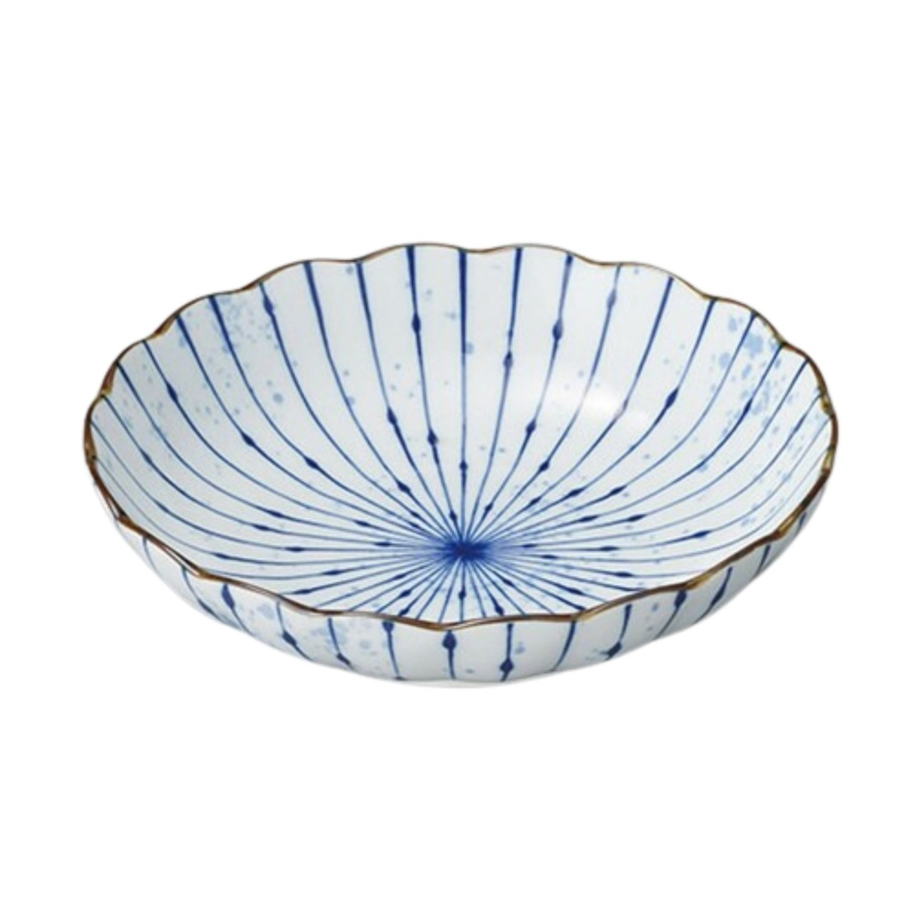 吹墨十草菊型浅鉢 7.5"