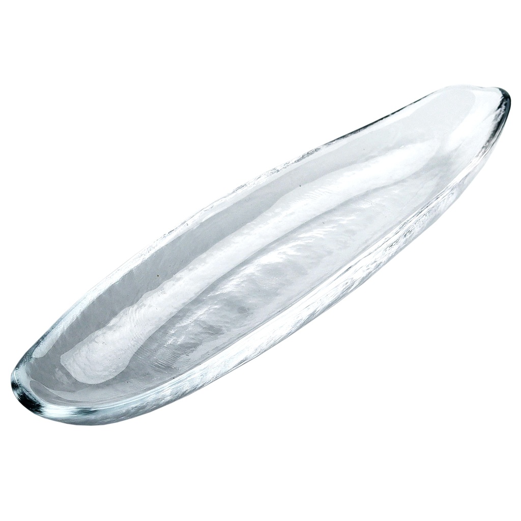 Oval Hammered Glass Plate 35 cm