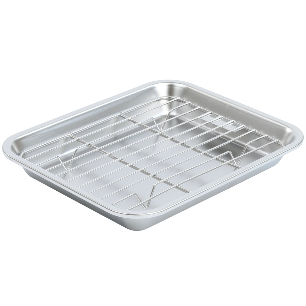 Stainless Steel Tray with Net 23x19x3 cm
