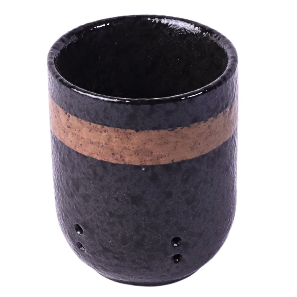 二重湯呑み 180 ml (黒丸)