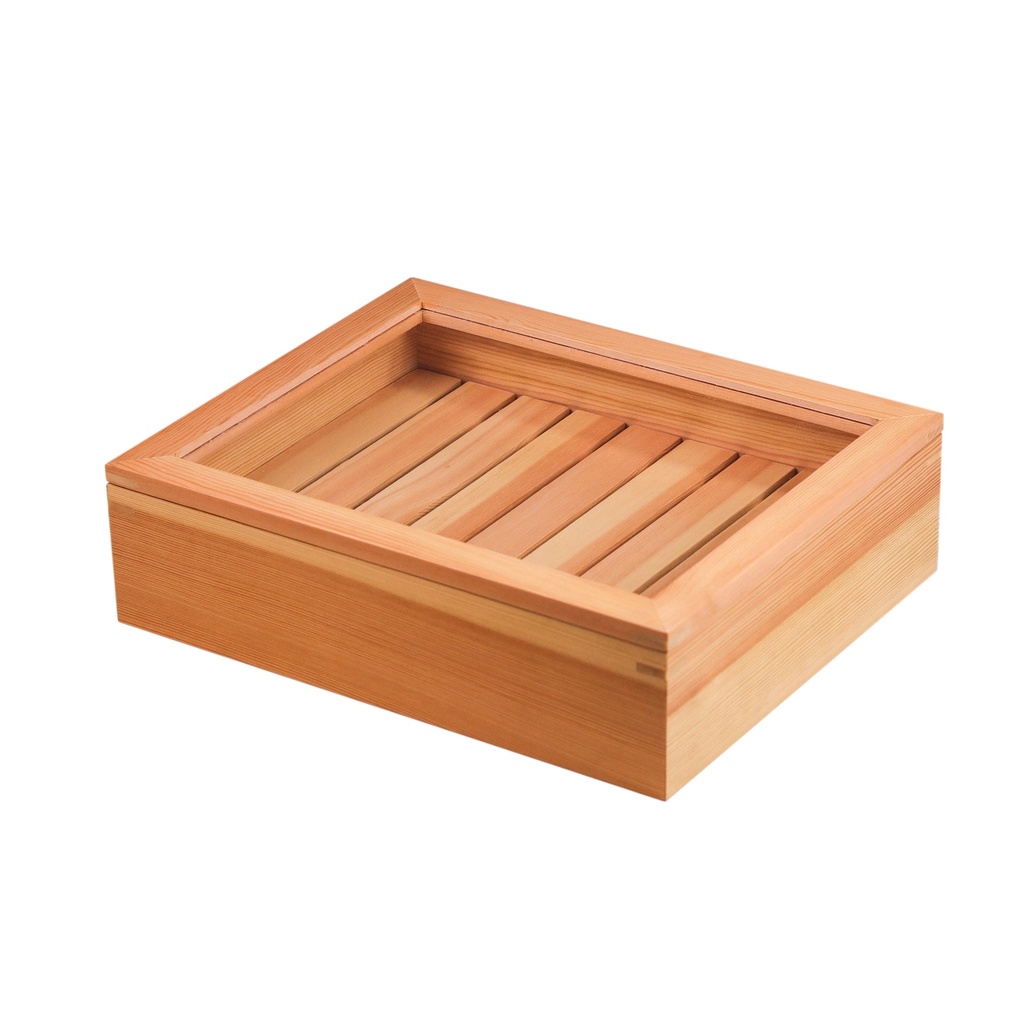 透明な蓋付きの木製ボックス 35x28x10 cm