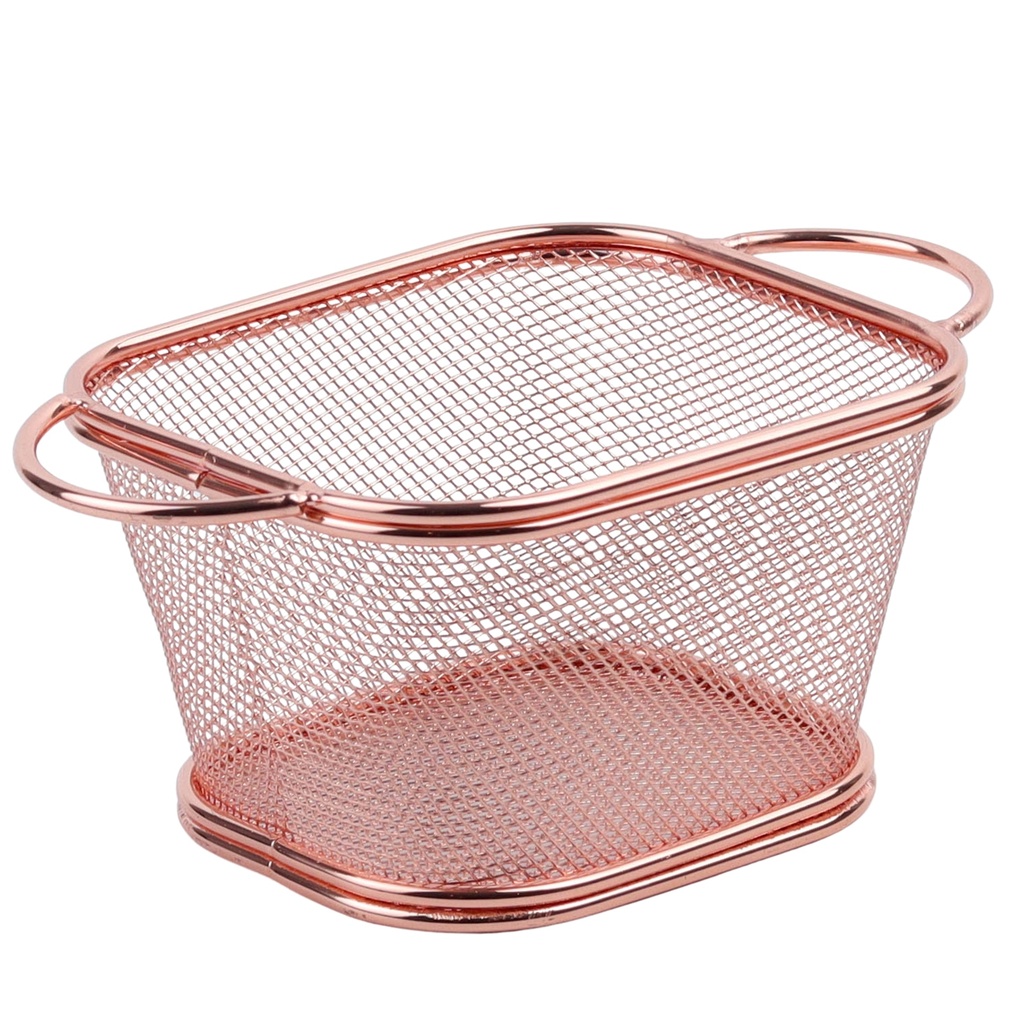 ตะกร้าสเตนเลสีทองแดง 2 หู 13x11x7.5 ซม.