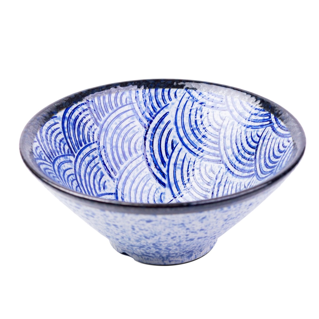 ชามปากบานลายคลื่นสีน้ำเงิน 7 นิ้ว