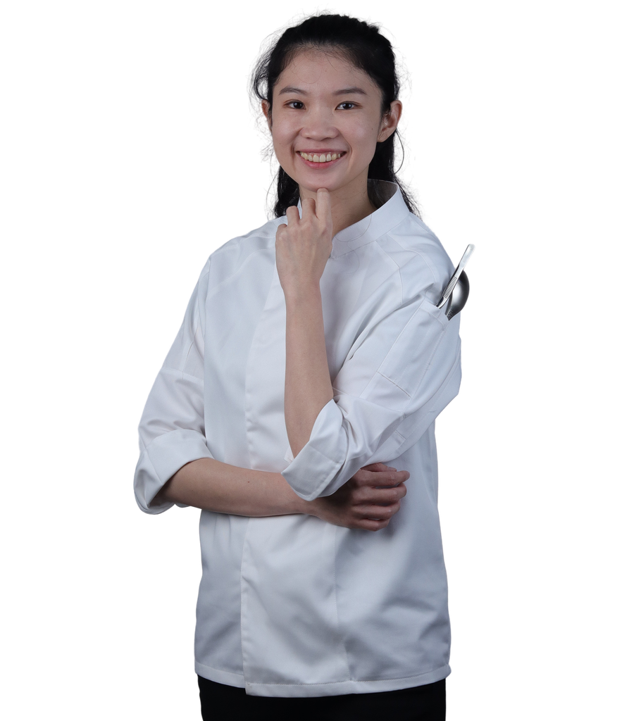 ชุดเชฟแขนยาวสีขาวซ่อนรังดุม S