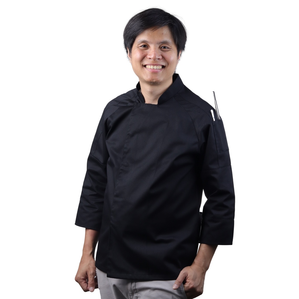 ชุดเชฟแขนยาวสีดำซ่อนรังดุม 3XL