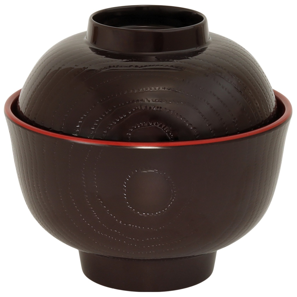 ชุดชามดงบุริสีแดงพร้อมฝาลายไม้ 5.25 นิ้ว