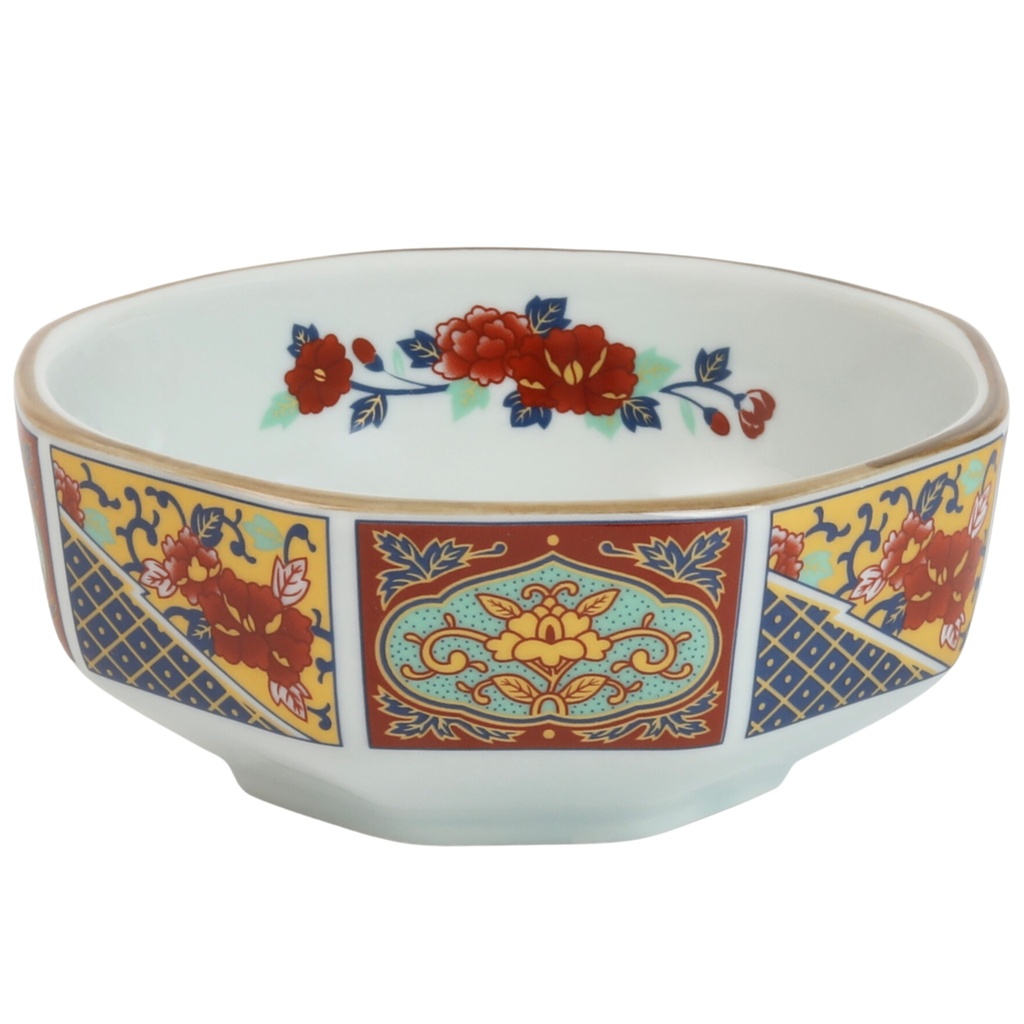 ถ้วยแปดเหลี่ยมลายดอกไม้ 4.25 นิ้ว