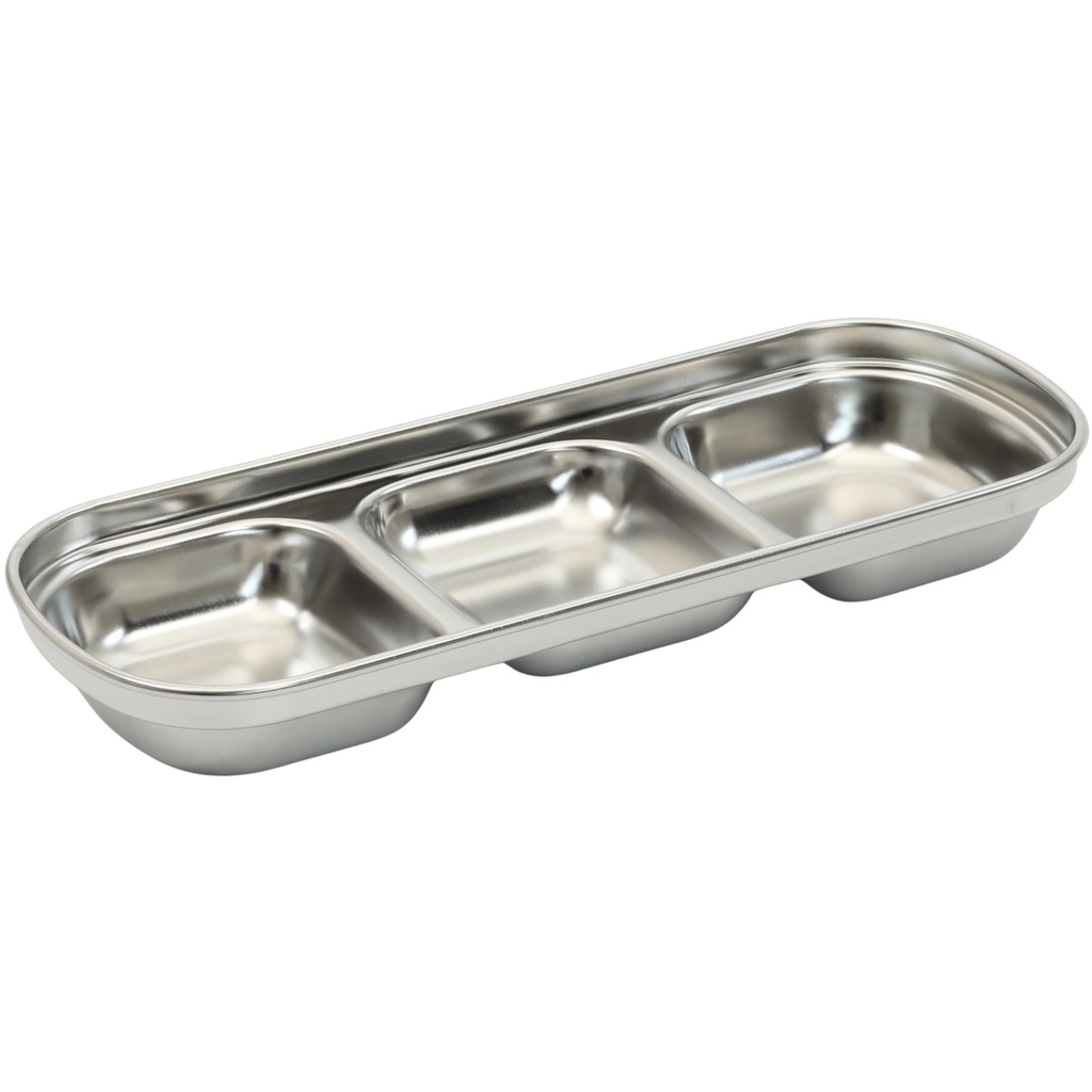 Stainless Steel Square Sauce Dish (3 Compartments)
