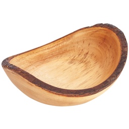 [WOD0062] Bark Rimmed Wooden Bowl 6.75x7.8x3"