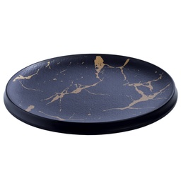 [MLM0208] จานกลมลายหินอ่อนดำ 9 นิ้ว (25-013)