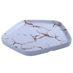 [MLM0223] จานห้าเหลี่ยม 9 นิ้ว White Marble (H3209สีขาว)