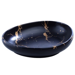 [MLM0232] จานทรงรี 8.25 นิ้ว Black Marble (27-018)