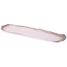 [CRJ0104] 渕サビ粉引 クシ目長皿 12.5"