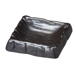 [CRJ0108] Bizen Kuro Square Sauce Dish 3"