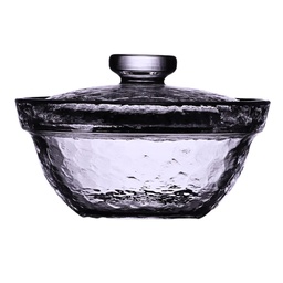 [GLS0113] Hammered Glass Bowl with Lid 10 cm
