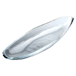 [GLS0117] Oval Hammered Glass Plate 28 cm