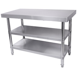 [KAI0168] โต๊ะสเตนเลส (ชั้นวางของ 2 ชั้น) 75x140x85 ซม.