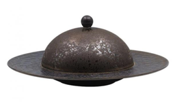 [CRM0889] ชุดจานหลุมกลมพร้อมฝาเสิร์ฟสีน้ำตาลดิบ 25 ซม.