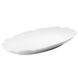 [CRM0917] Oval  Plate with Wavy Edge 10" (White Stone)