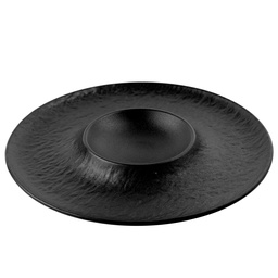 [CRM0929] クレーター 丸皿 12" (黒石)