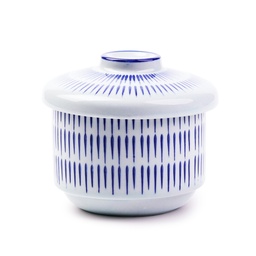 [CRM0985] ชุดถ้วยไข่ตุ๋นลายเข็มสีน้ำเงิน