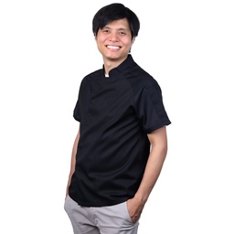 [CLH0113] ชุดเชฟแขนสั้นสีดำซ่อนรังดุม 2XL