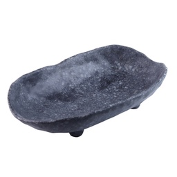 [MLM0255] ชามวงรีก้นลึกลายหินอ่อนดำ 12 นิ้ว