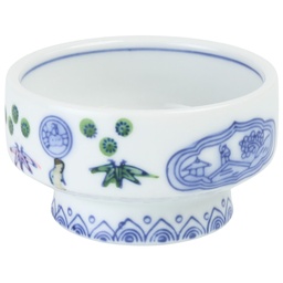 [CRM1115] พานทรงกระบอกลวดลายสีน้ำเงิน 3.5 นิ้ว