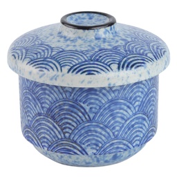 [CRM1455] ชุดถ้วยไข่ตุ๋นลายคลื่นสีน้ำเงิน